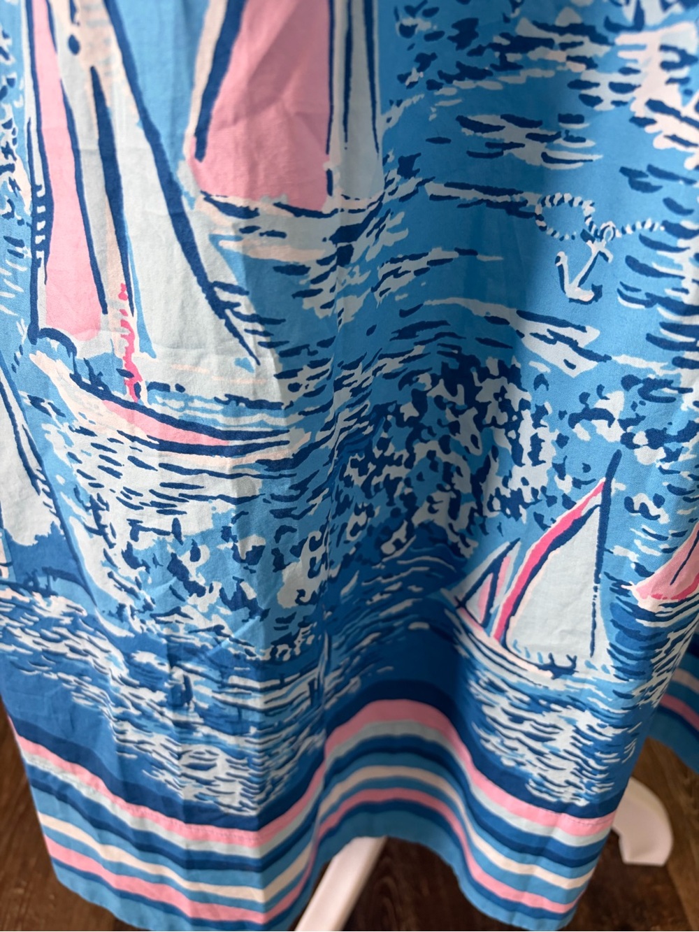 Lilly Pulitzer Blue Nautical Maxi Dress with Pink Sailboat Print with Pockets - Picture 5 of 11